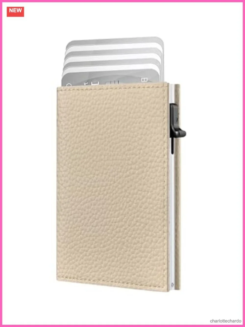 RFID Blocking Trifold Wallet with Pop Up Card Holder, Leather & Aluminum, Holds
